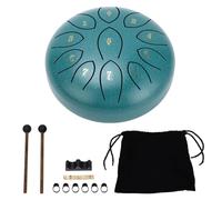 6 Inch 11 Tones Stylish Carbon Steel Hand Pan Drum Tongue Drum with Chakra Rain Design for Home Camping and More (Green)