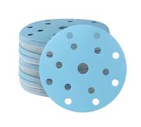 6 Inch 15 Hole Sanding Discs 80/120/180/240/320 Grit Hook and Loop Sanding Disc Blue Ceramic Sanding Discs, Heavy-Duty and Dust-Free Sandpaper for Random Orbital Sanders, 50 Pack