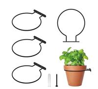 6 Inch 4 Pack Flower Pot Holder Ring for Wall Mount (Black 4 Pack)