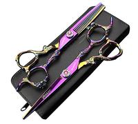 6 inch 440c Purple Professional Hairdressing Scissors Barber Shop Hairdresser Hair Cutting and thinning Tool (Full Set)