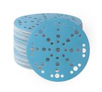 6 Inch 49 Hole Sanding Discs 40/60/80/120/180/240/320/400/600/800 Grit Hook and Loop Sanding Disc Blue Ceramic Sanding Discs Dust-Free Random Orbital Sandpaper for Automotive and Woodworking, 50 Pack
