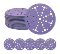 6 Inch 49 Holes Ceramic Sanding Discs 120 Grit, 50 Pack Heavy-Duty Hook & Loop Film Backing Sandpaper Disc for 6" Random Orbital Sander
