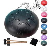 6 Inch 8 Note Chakra Drum - A Garden's Song of Rain - A perfect blend of beauty and tranquility.(Black)