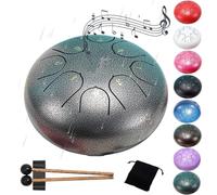 6 Inch 8 Notes Steel Tongue Drum - Handmade Excellence for Outdoor Garden Musical Experience - Includes Travel Bag and Mallets(Silver)