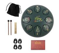 6 Inch 8 Tone Chakra Drum Thickened Metal Rain Drum Suitable for Music Enlightenment, Decompression and Relaxation Steel Tongue Drum(Green A)