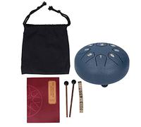 6 Inch 8 Tones Tongue Drum Set with Mallets and Music Book, Musical Percussion Instrument for Meditation, Entertainment and Therapeutic Purposes (Navy Blue)