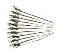 6 Inch Antique Brass Metal YKK Zippers in White with Donut Pulls Number 5 Set of 12 Pieces by Craftbot