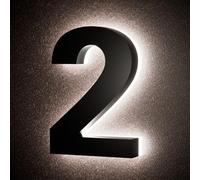 6 Inch Backlit LED House Numbers for Outside, Stainless Steel Floating Home Address Number, Large Modern House Numbers for Yard, Street, Durable Matte Black Finish, Waterproof