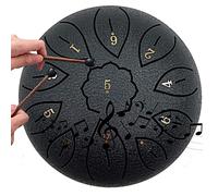6 Inch Balmy Drum 11 Tones Mini Steel Tongue Drum Percussion Instrument Hand Drums Instrument Set for Musical Meditation Education Concert Yoga Beginners Adult Kids,Black