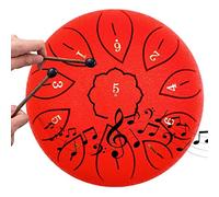 6 Inch Balmy Drum 11 Tones Mini Steel Tongue Drum Percussion Instrument Hand Drums Instrument Set for Musical Meditation Education Concert Yoga Beginners Adult Kids,Red
