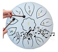 6 Inch Balmy Drum 11 Tones Mini Steel Tongue Drum Percussion Instrument Hand Drums Instrument Set for Musical Meditation Education Concert Yoga Beginners Adult Kids,White