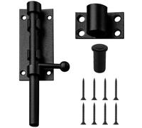 6-Inch Barrel Bolt Lock, Heavy Duty 304 Stainless Steel, Black Latch with Dustproof Cylinder, Lock Hole, Left/Right Installation, Screws Included
