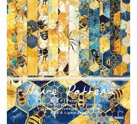 6-inch Bee Scrapbooking Paper Pad - 24 Sheets Aesthetic Patterned Decorative Collage Junk Journal Decoupage for Origami Wrapping Folded Supplies Gift Cards DIY Crafts Scrapbook Photo Album