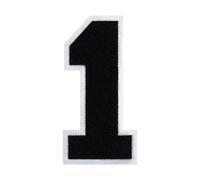 6 Inch Black Chenille Varsity Number 1 Patch with White Border Iron On or Sew On for School Uniforms, Jackets DIY Projects Classic and Durable Design (01)