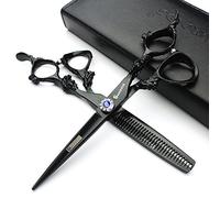 6 inch Black Hairdressing Scissors Hair Professional Salon Cutting and Thinning Scissors Barber Scissors Set