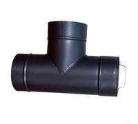 6 Inch Black Stainless Steel Chimney Pipe Tee with Cleanout Cap for Class A Insulated Chimney Systems, High Temperature Resistant, Compatible with Wood-Burning Fireplaces