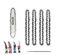 6 Inch Chainsaw Chain and Guide Bar, Replacement Chainsaw Bar and Chains for 6 Inch Mini Chainsaw Cordless Electric Portable Hand Chainsaw for Wood Cutting (4 Chains+