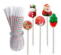 6 Inch Christmas Cake Pop Sticks, Red Green Polka Dots Paper Cake Pop Sticks, 6 Inch Lollipop Paper Sticks, Colorful Cake Ball Sticks, Colorful lollipop Sticks, 100 Pcs