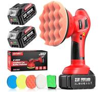 6 Inch Cordless Car Buffer Polisher: 2x2000mAh Batteries Car Buffer, Car Waxer Kit with 8 mm Orbit Block & 6 Speed Control (2500-6000 RPM) - for Car/Boat Detailing, Scratch Removal and Waxing