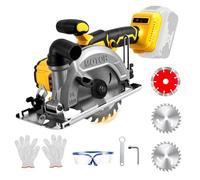 6 Inch Cordless Circular Saw for Dewalt 18V 20V Max Battery, Brushless Motor with 2 Saw Blades, 0-45° Cutting Angle, Max Cutting Depth 2"(90°), 1.3"(45°), Idea for Cutting Wood Plastic Soft Metal