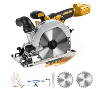 6 Inch Cordless Circular Saw for Dewalt 18V 20V Max Battery (No Battery), Brushless Motor, 0-45° Cutting Angle, Cutting Depth 50mm(90°) 32mm (45°), for Wood, Plastic, PVC