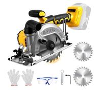 6 Inch Cordless Circular Saw for Dewalt 20V Battery (No Battery), Power Wood Saw with Brushless Motor, 0-45° Cutting Bevel, Max Cutting Depth 2"(90°), 1.3"(45°), Idea for Wood, Plastic, Soft Metal