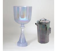 6 Inch Cosmic Light Handle Clear Quartz Crystal Singing Bowl, Transparent Colorful Dazzling Design, For Yoga Meditation Sound Healing(A4 tone,440hz)