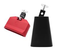 6 Inch Cowbell & Jam Block Set, Latin Percussion Instruments for Drum Set, Live Band, Music Classroom, Metal Cowbell & Plastic Jam Block, Red