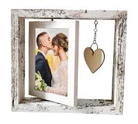 6 Inch Double Sided Rotating Wooden Picture Frame Stand, Wedding Gifts for Bride and Groom, Mr and Mrs Gifts, Wedding Photo Frame, Wedding Picture Frames