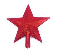 6-Inch Glitter Christmas Tree Star Plastic Decor Colorful 3D Design | Plastic construction with vibrant gold silver red blue pink hues Easy to install Suitable for various festive