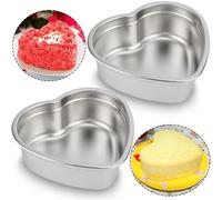 6 Inch Heart Shaped Cake Pans Set of 2, Nonstick Heart Cake Pan for Baking, Durable Stainless Steel Baking Pans Cake Tins for Birthday/Valentine's Day/Thanksgiving/Wedding/Anniversary, Dishwasher Safe