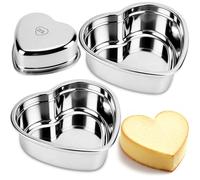 6 Inch Heart Shaped Cake Pans Set of 2, Nonstick Heart Cake Pan for Baking, Durable Stainless Steel Baking Pans Cake Tins for Birthday/Valentine's Day/Thanksgiving/Wedding/Anniversary, Dishwasher Safe