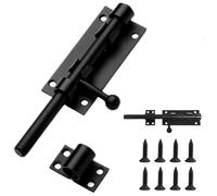 6 Inch Heavy Duty Slide Gate Latch Bolt Safety Door Lock with Padlock Hole Stainless Steel Sliding Gate Bolt for Internal Door Shed Bathroom Toilet Shed Matte Black
