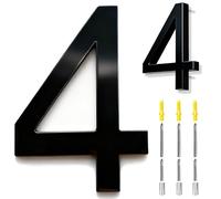 6 Inch House Numbers Black, 3D Floating Stainless Steel Address Door Number 6" with Nails Kit & Template, Zinc Alloy, Waterproof, Rust-resistant, Non-fading, for Home, Garage Gate, Street (4)