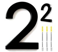 6 Inch House Numbers Black, 3D Floating Stainless Steel Address Door Number 6" with Nails Kit & Template, Zinc Alloy, Waterproof, Rust-resistant, Non-fading, for Home, Garage Gate, Street (2)