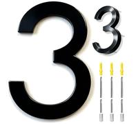 6 Inch House Numbers Black, 3D Floating Stainless Steel Address Door Number 6" with Nails Kit & Template, Zinc Alloy, Waterproof, Rust-resistant, Non-fading, for Home, Garage Gate, Street (3)
