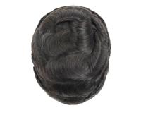 6 inch Human Hair Topper for Men, Replacement System 8x10" All PU Toupee Hairpiece(1B)