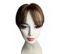 6 inch Human Hair Topper Light Thin,8x10 cm Base for Women and Men Middle Part Straight Hairpieces 2 Clips Adds Volume(Dark Brown)