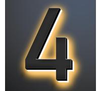 6 Inch Illuminated House Numbers For Outside, Backlit LED Home Address Signs, LED Address Lights For House, Light Up House Number Sign For Outdoor,4