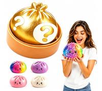 6 Inch Jumbo Dumpling Themed Squishy Mystery Box Real - Big Squishy Shaped Dumpling, 5 Random 1 Style, Rainbow Stress Ball, Slow Rising Sensory Squeeze with Steamer, Fidget for All Ages