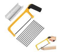 6 Inch Junior Hacksaw with Mitre Block Set, Hacksaw Metal with 10 Saws for Metal Mini Hacksaw Blades for Metal Cutting Plastic, PVC Pipe,Tile（Yellow）