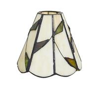 6-Inch Lampshade Replacement, Green Leaves Stained Glass Lamp Shade Only for Table Lamps Pendant Lamps Wall Lights,Beige,Large Hole