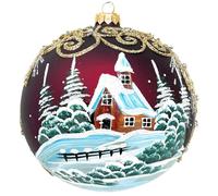 6 inch Large Christmas Ball Ornaments, Polish Christmas Ornaments, Hand Blown Glass Bauble, Hand Painted Christmas Ball Burgundy (Cardinal, 6-inch Ø | 150mm)