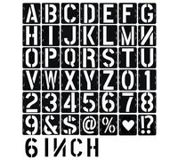 6 Inch Letter Stencils 42 Pcs ReusableTemplates Symbol Numbers Interlocking Stencil Kit Plastic Number Stencils for Wood,Wall,Paper,Fabric,Glass,Signage,DIY Art Projects