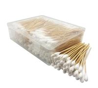 6 Inch Long Large Size Cotton Swabs 400PCS in Storage Box,Bamboo Sticks & Highly Absorbent Tipped Applicators for Pet Care