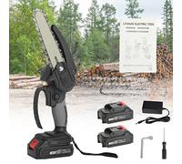 6-Inch Mini Chainsaw Two Batteries One Charger Single Hand Chain Adjustable Sharp Blade Small Handheld Chainsaw for Cutting Wood, Trimming Trees Electric Chain Saw for Gardening