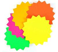 6" Inch Neon Fluorescent Assorted Colours Star Display Flash Cards 230gsm Round Large Sale Signs Price Tags Pricing Label Tags Discount/Offer Paper Tags 15cm X 15cm (9 Packs)