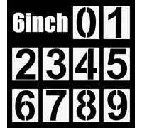 6 Inch Number Stencils Set, 0-9 Address Number Painting Stencil Templates, Reusable Plastic Digital Templates for Cake Stencil Mailbox Signs Parking Lot House Numbers Stencils Wall Art, 10PCS