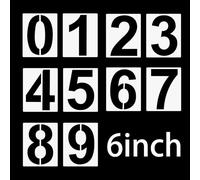 6 Inch Number Stencils Set 0-9 Painting Letter Stencils Reusable Plastic Hollow Out for DIY Art Address Coding Cake Doodle Decoration