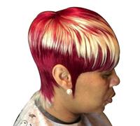 6 Inch Pixie Short Wig Gradient Red Human Hair Wig Short Human Hair Wigs with Bangs, Full Machine Made, Suitable for ladies' daily role play Wear